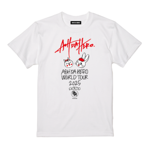 アッシュダヒーロー × クッピーラムネ アッシュ手書きロゴTシャツ 【ホワイト】